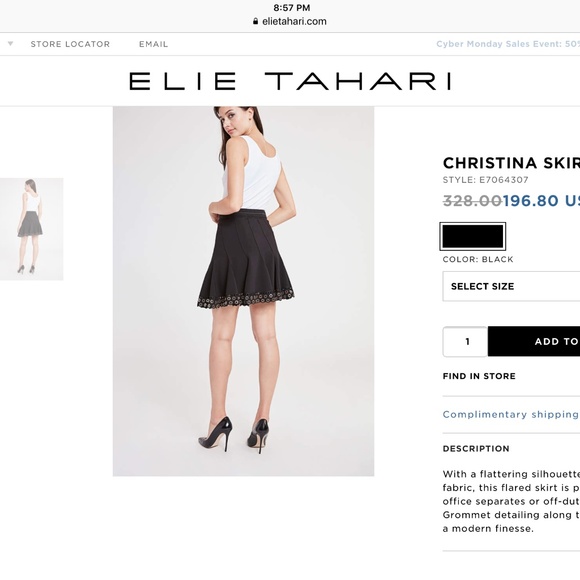 $328 Elie Tahari Christina black skirt, never worn! - Picture 4 of 4